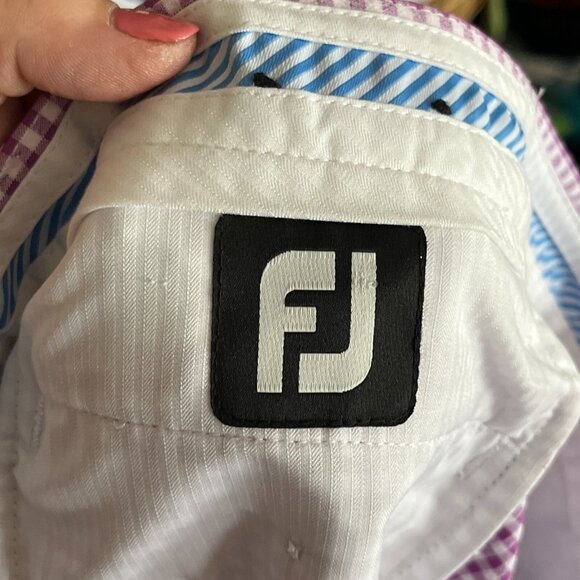 Footjoy Purple White Plaid Golf Chino Shorts Gingham Stretch Sports Mens Size 38 - Picture 7 of 9